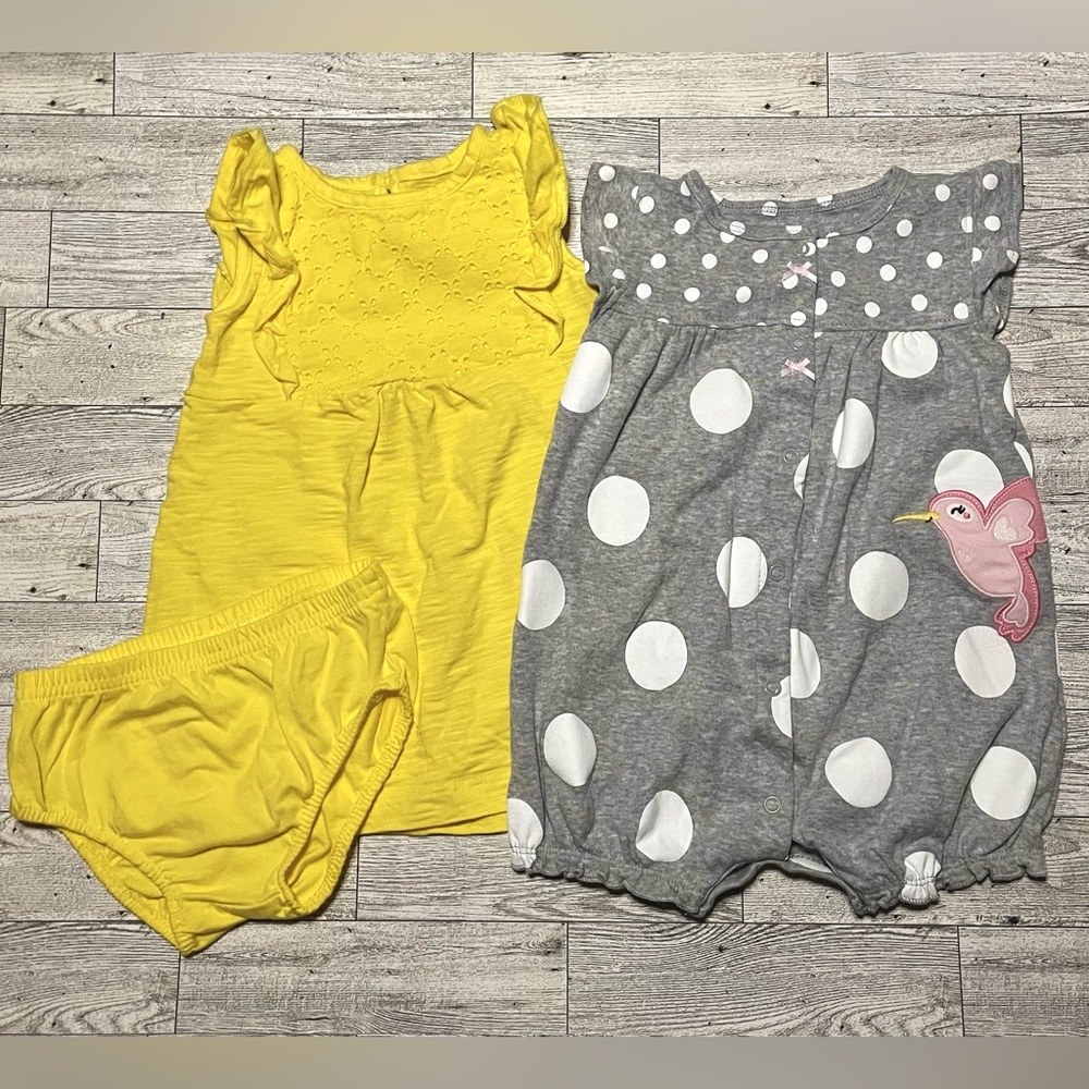 just one you Carter’s Baby Girls Dress & Romper Bundle Size 9 Months